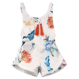 Baby Girl Romper 2018 Floral Fashion Backless Tassel Jumpsuit