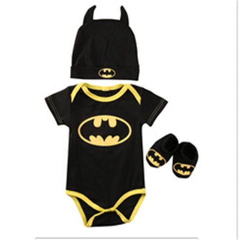 Baby Boys Clothes Set Cool Batman Newborn Baby Boy Romper+Shoes+Hat