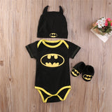 Baby Boys Clothes Set Cool Batman Newborn Baby Boy Romper+Shoes+Hat
