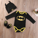 Baby Boys Clothes Set Cool Batman Newborn Baby Boy Romper+Shoes+Hat