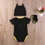 Baby Boys Clothes Set Cool Batman Newborn Baby Boy Romper+Shoes+Hat