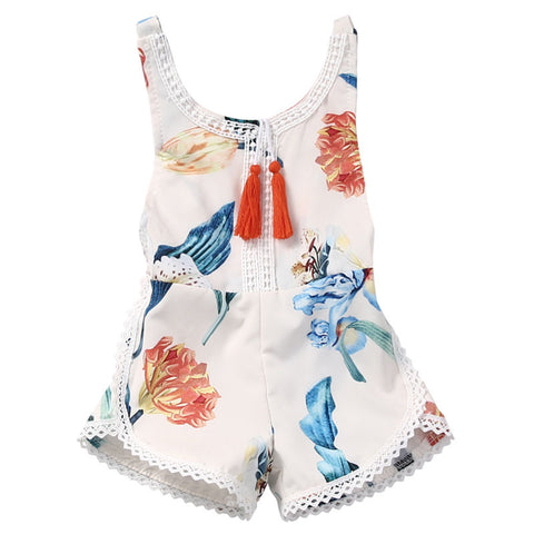 Baby Girl Romper 2018 Floral Fashion Backless Tassel Jumpsuit