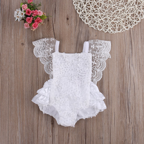 Baby Girl Clothes Lace Floral Bodysuit Sunsuit Outfits Lovely White Lace Baby Bodysuits