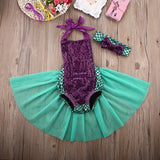 Emmababy Sequin Mermaid Toddler Baby Girls Lace Tutu Romper Sunsuit Clothes