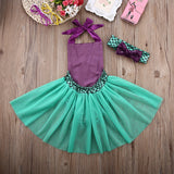 Emmababy Sequin Mermaid Toddler Baby Girls Lace Tutu Romper Sunsuit Clothes