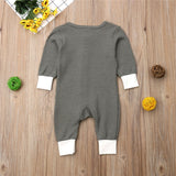 Newborn Baby Girls Boys Cotton Romper Long Sleve Pure Color Jumpsuit