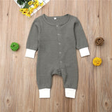 Newborn Baby Girls Boys Cotton Romper Long Sleve Pure Color Jumpsuit