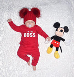 Emmababy Fashion Cute Newborn Baby Child I'm the BOSS Romper Outfits Christmas Clothing