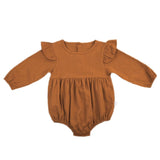 Solid Cotton Baby Autumn Rompers Vintage Baby Girl Romper Long Sleeve Baby Clothes