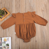 Solid Cotton Baby Autumn Rompers Vintage Baby Girl Romper Long Sleeve Baby Clothes