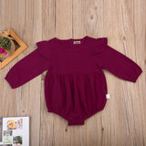 Solid Cotton Baby Autumn Rompers Vintage Baby Girl Romper Long Sleeve Baby Clothes