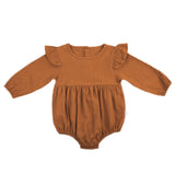 Solid Cotton Baby Autumn Rompers Vintage Baby Girl Romper Long Sleeve Baby Clothes