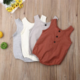 Newborn Baby Girl Boy Cotton Linen Rompers Summer Sleeveless