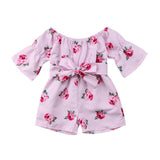 Kids Baby Girl  Floral  print bow Bodysuit Jumpsuit