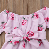 Kids Baby Girl  Floral  print bow Bodysuit Jumpsuit