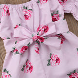 Kids Baby Girl  Floral  print bow Bodysuit Jumpsuit