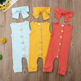 2019 Summer Solid Rompers Newborn Infant Baby Girl Boy